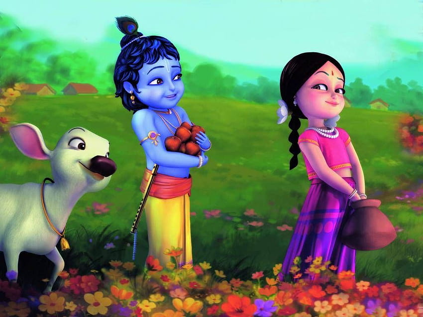 Little Krishna 3D, seigneur krishna animé Fond d'écran HD