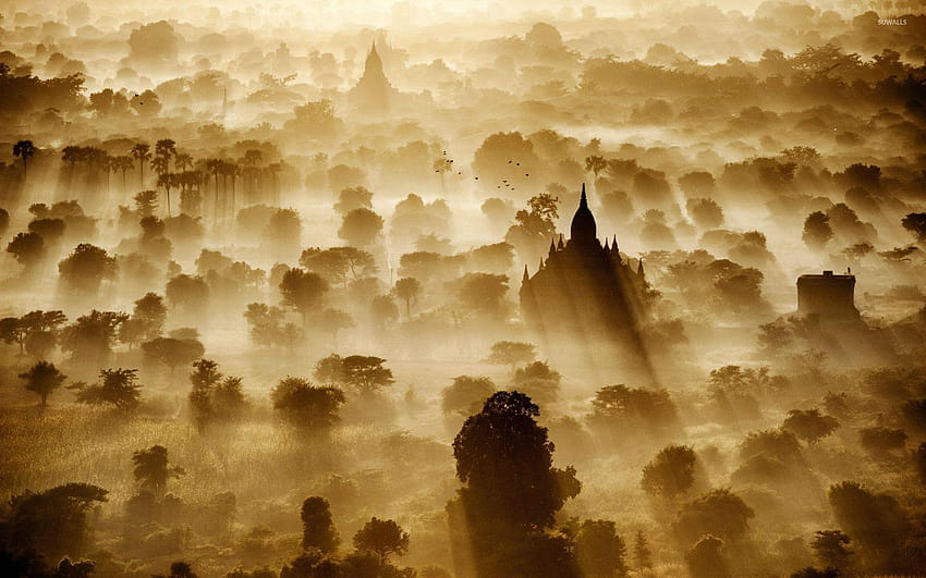 Amanecer en Bagan, Myanmar fondo de pantalla
