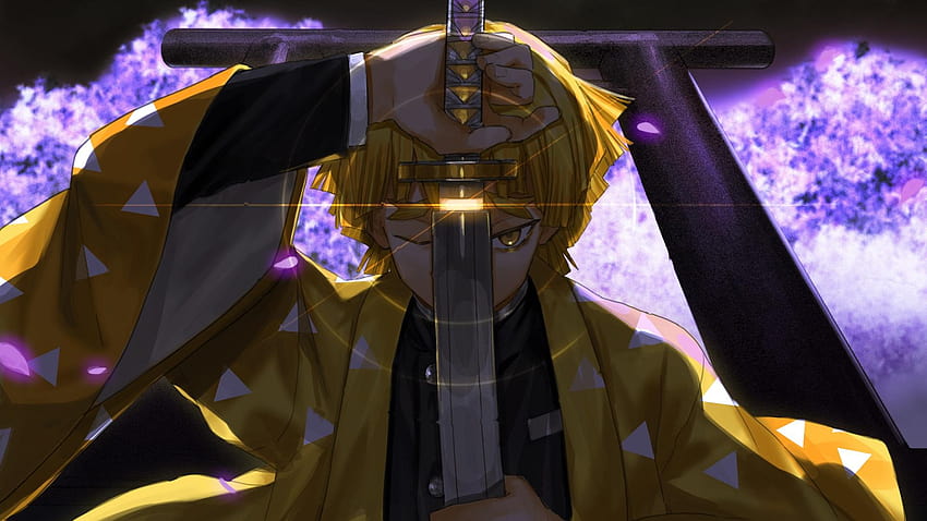 Personagem Zenitsu Agatsuma de Demon Slayer Anime, zenitsu agatsuma demon slayer art papel de parede HD