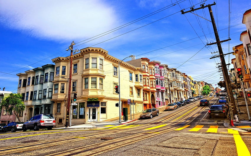 Street in San Francisco on a sunny day, day city HD wallpaper