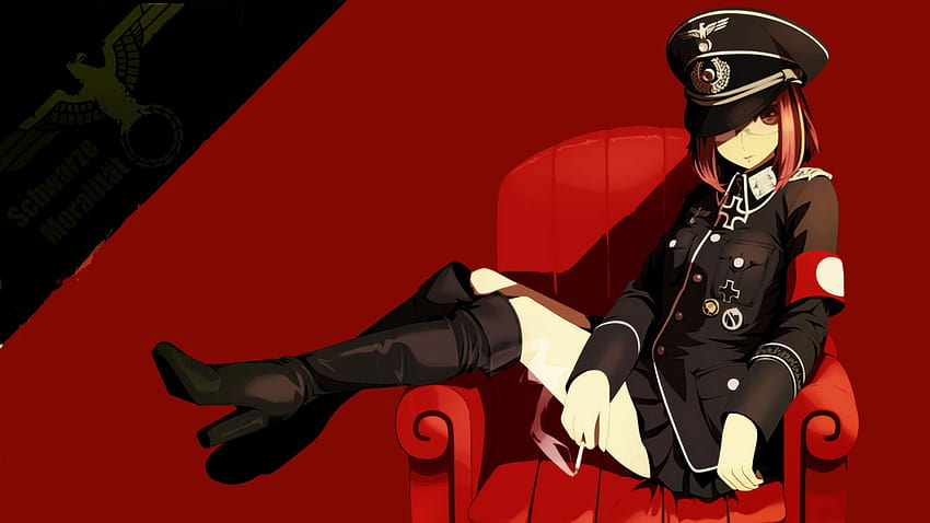 Anime Girl Militäruniform, Militäruniformen HD-Hintergrundbild