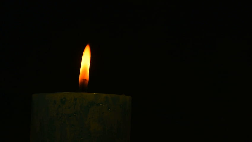 Teal candle trembling flame close up out of the dark plain, plain background HD wallpaper
