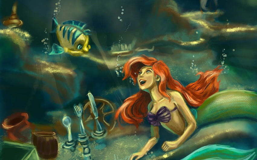 The Little Mermaid Ariel Artwork Cartoon HD wallpaper