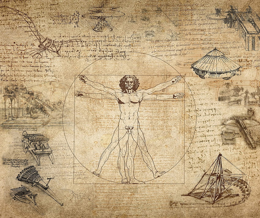 Collage Leonard Da Vinci Vitruvian มนุษย์วิทรูเวียน วอลล์เปเปอร์ HD