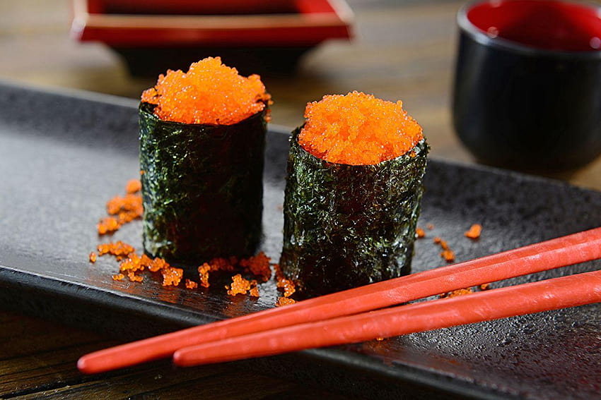Food Japanese cuisine Sushi Caviar Chopsticks HD wallpaper