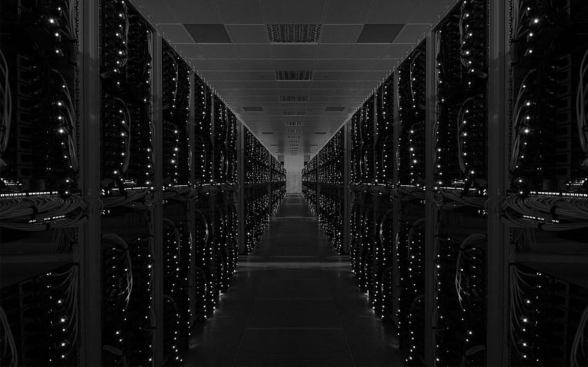: night, architecture, reflection, symmetry, atmosphere, metropolis, server, midnight, structure, data center, light, line, darkness, 1920x1200 px, black and white, monochrome graphy 1920x1200, data structure HD wallpaper