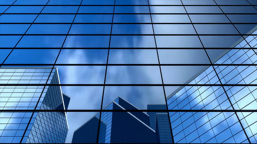 planos de fundo construindo janelas de escritório banco azul de vidro [3840x2160] para seu, celular e tablet, edifício de vidro papel de parede HD