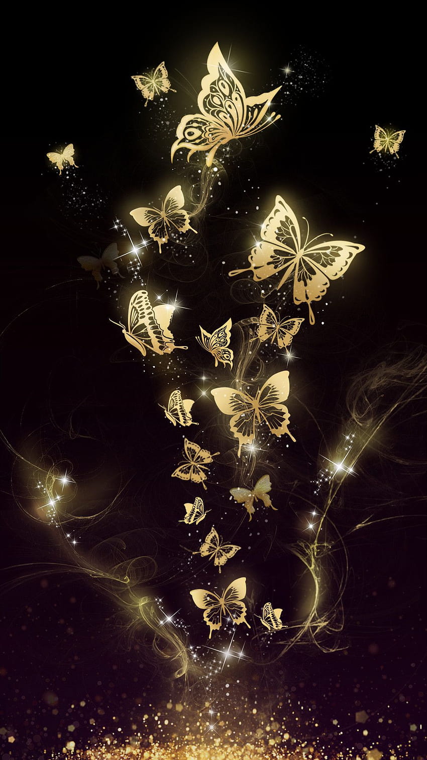 黒蝶の背景、暗い蝶のアニメの女の子 HD電話の壁紙