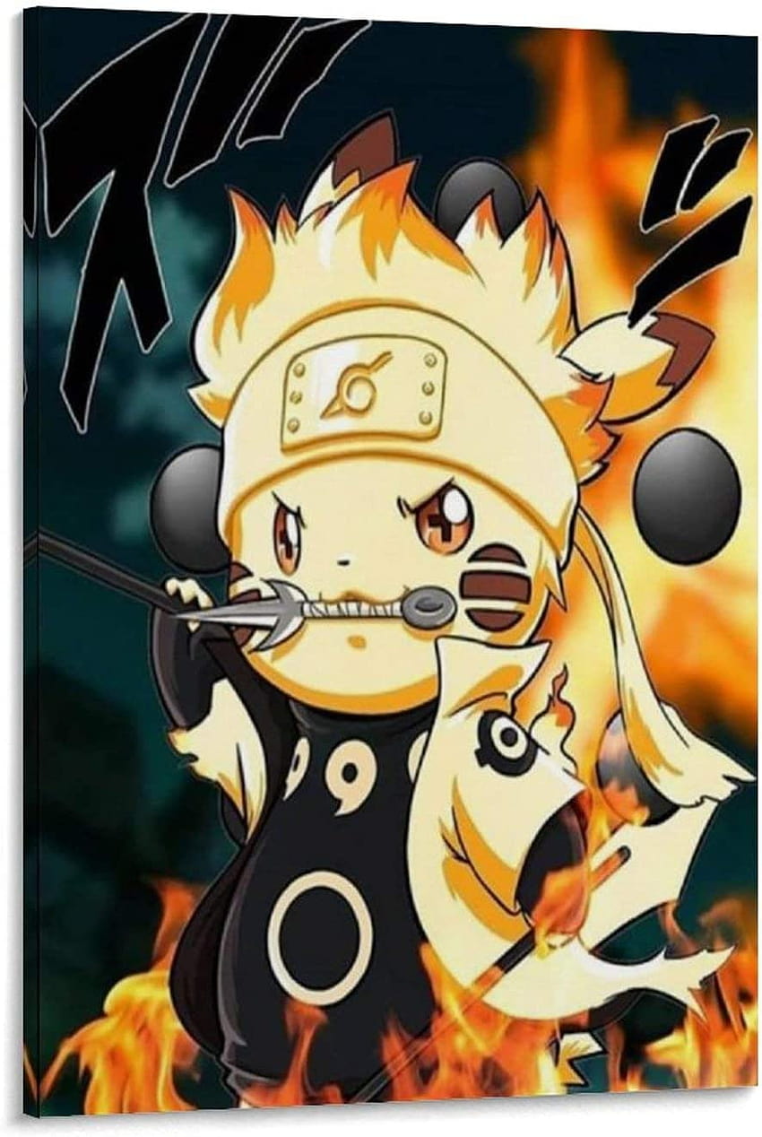 DRAGON VINES Pikachu naruto Pokemon Print Poster Boy room 24x36inch, naruto pikachu HD phone wallpaper