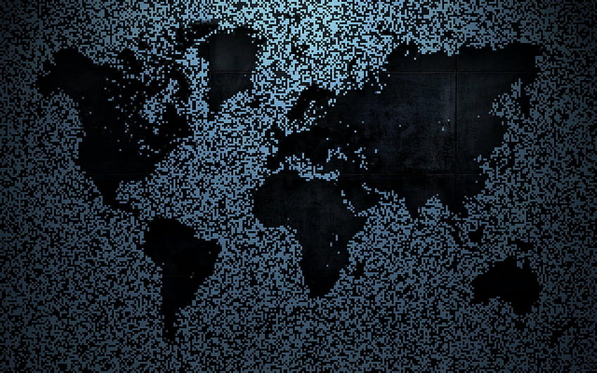 Сива и черна карта на света произведение на изкуството , карта на света черна HD тапет