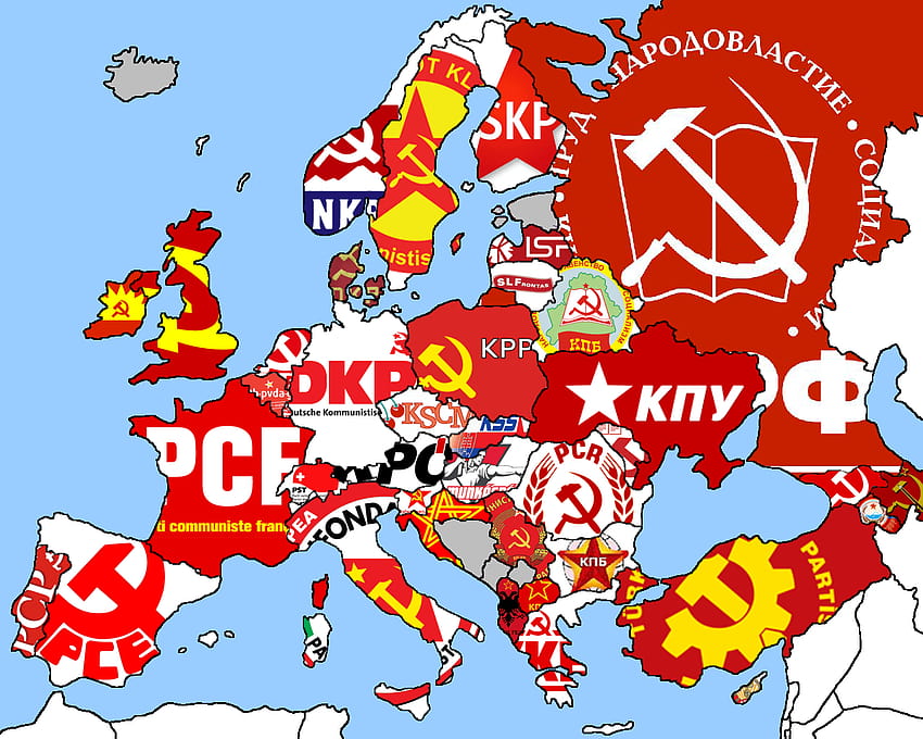Комунизъм Карта на европейските комунистически партии и HD тапет