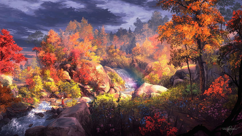 2560x1440 Fantasy Autumn Painting 1440P Resolution , Backgrounds, and ...