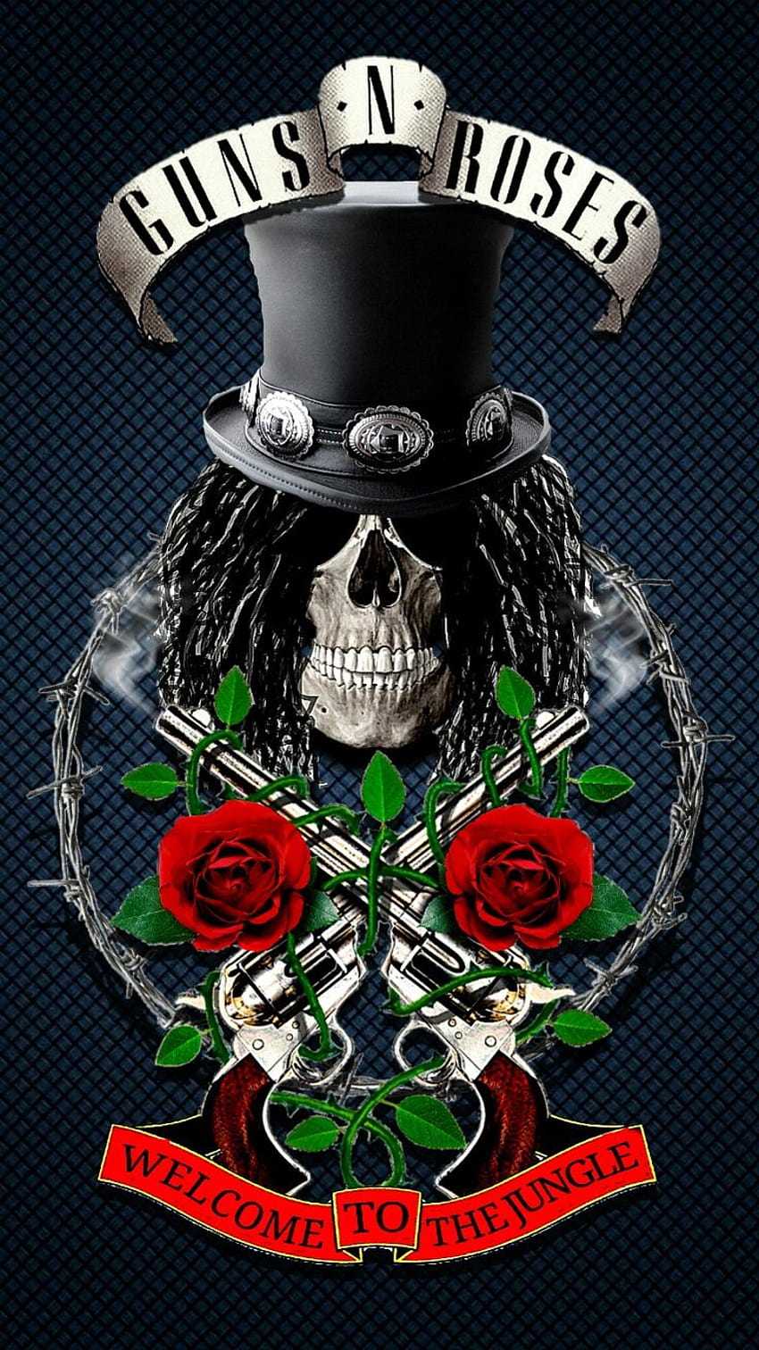 Guns N Roses 예술, 바위 두개골 HD 전화 배경 화면