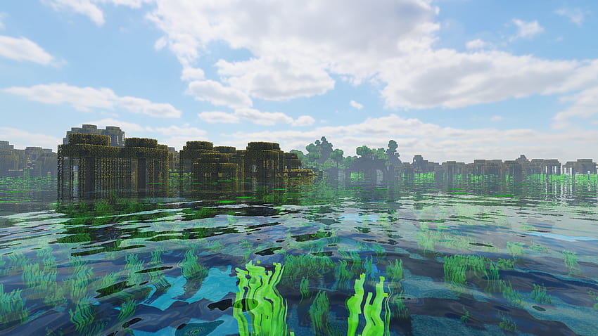 : Minecraft, paisagem, natureza, pântano, céu claro 1920x1080, paisagem de minecraft papel de parede HD