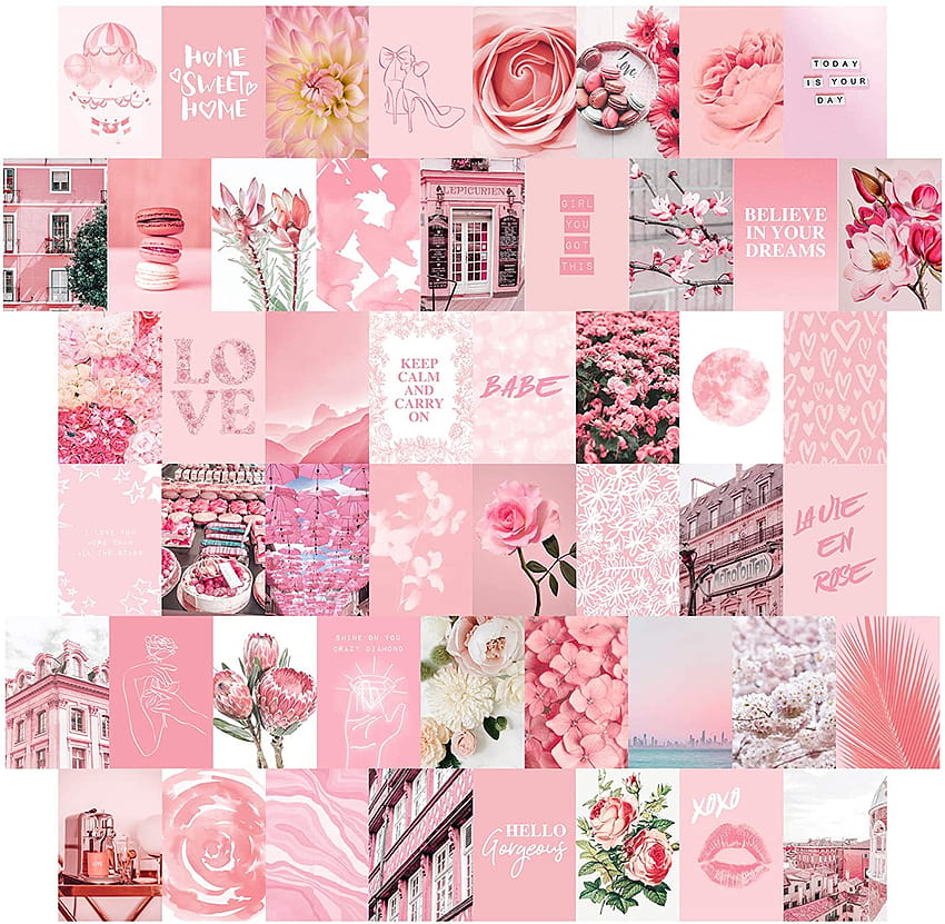 Pink Wall Collage Kit Aesthetic 50 Set 4x6, valentines day aesthetic collage HD wallpaper