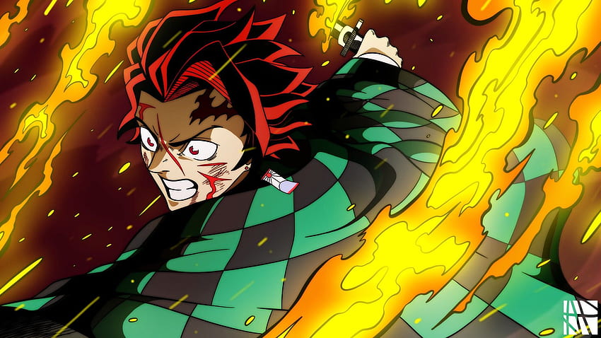 Demon Slayer Tanjiro Kamado And Fire On Sides Anime, tanjiro fire HD ...