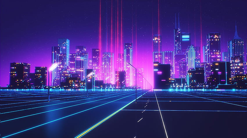 Vaporwave, ciudad sintetizada fondo de pantalla