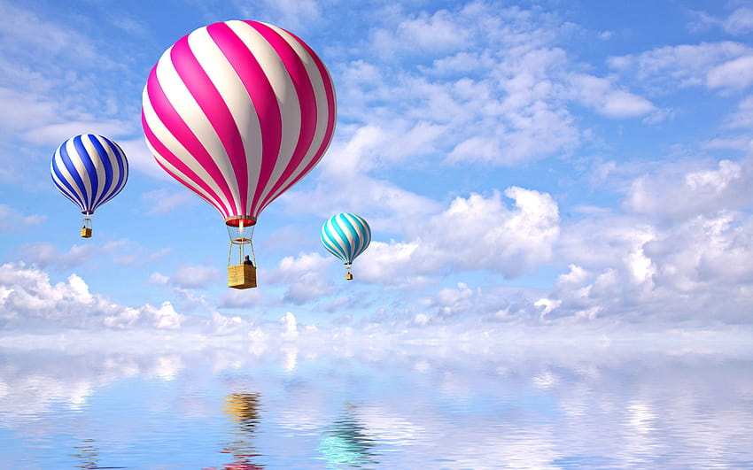 Heißluftballon, rosafarbener Ballon HD-Hintergrundbild