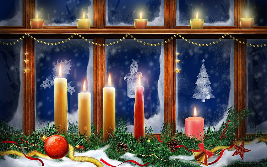 Christmas, marry, , retro, tempting, candle, retro christmas HD wallpaper