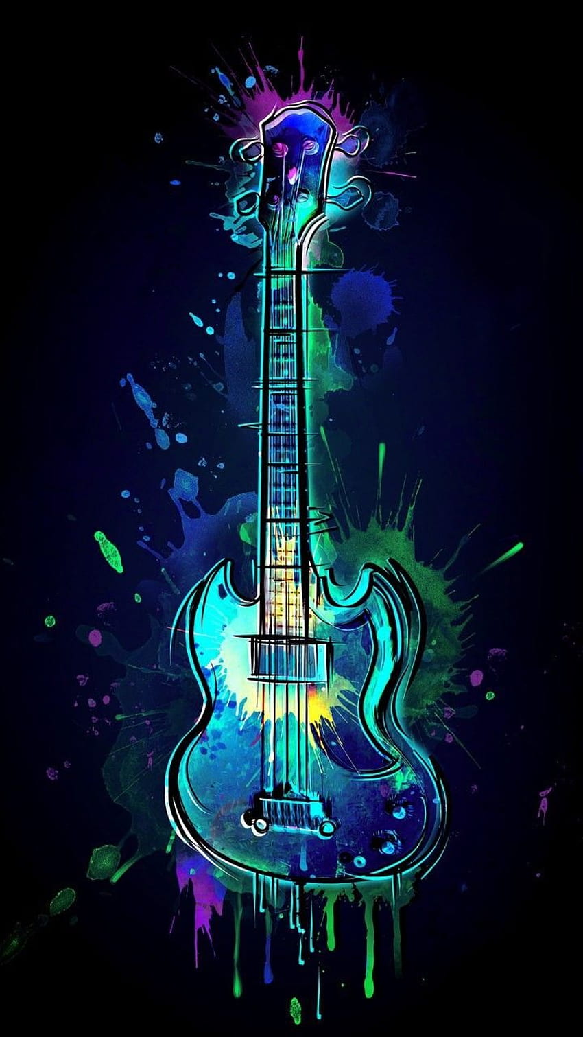 Guitar art, neon guitar HD phone wallpaper | Pxfuel