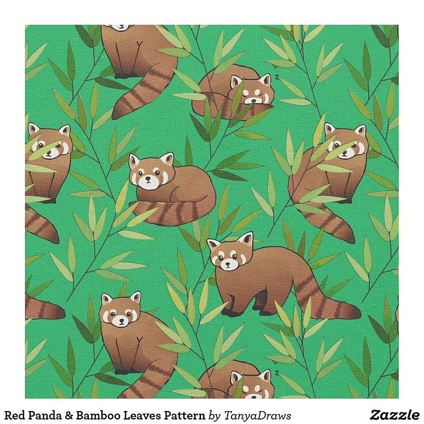 Red Panda & Bamboo Leaves Pattern Fabric, red panda patterns HD phone wallpaper