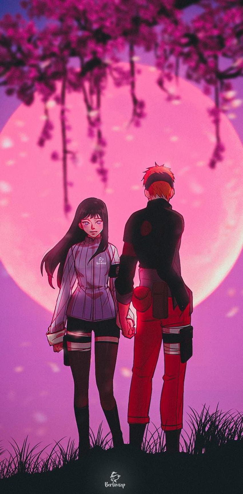 Naruto und Hinata von Berlinxop, lila Naruto-Ästhetik HD-Handy-Hintergrundbild