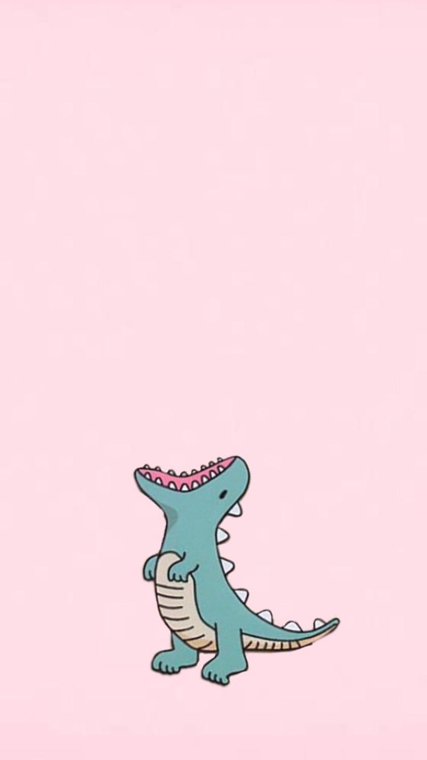 Dinosaur , pink and cute, aesthetic dinosaur HD phone wallpaper