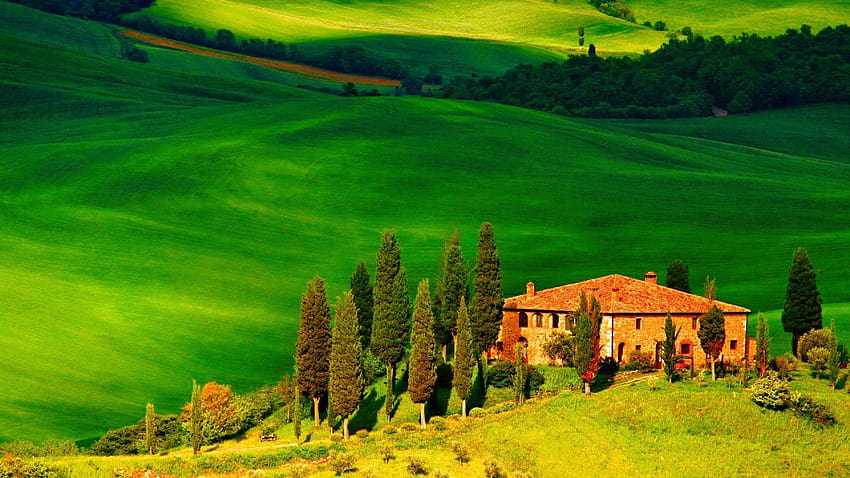 2560x1440 Europe Italy's Tuscany Summer Hills Field With House 1440P, europe rural HD wallpaper