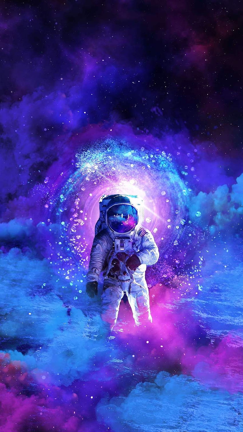 1 astronauta espacial, astronauta de neón fondo de pantalla del teléfono