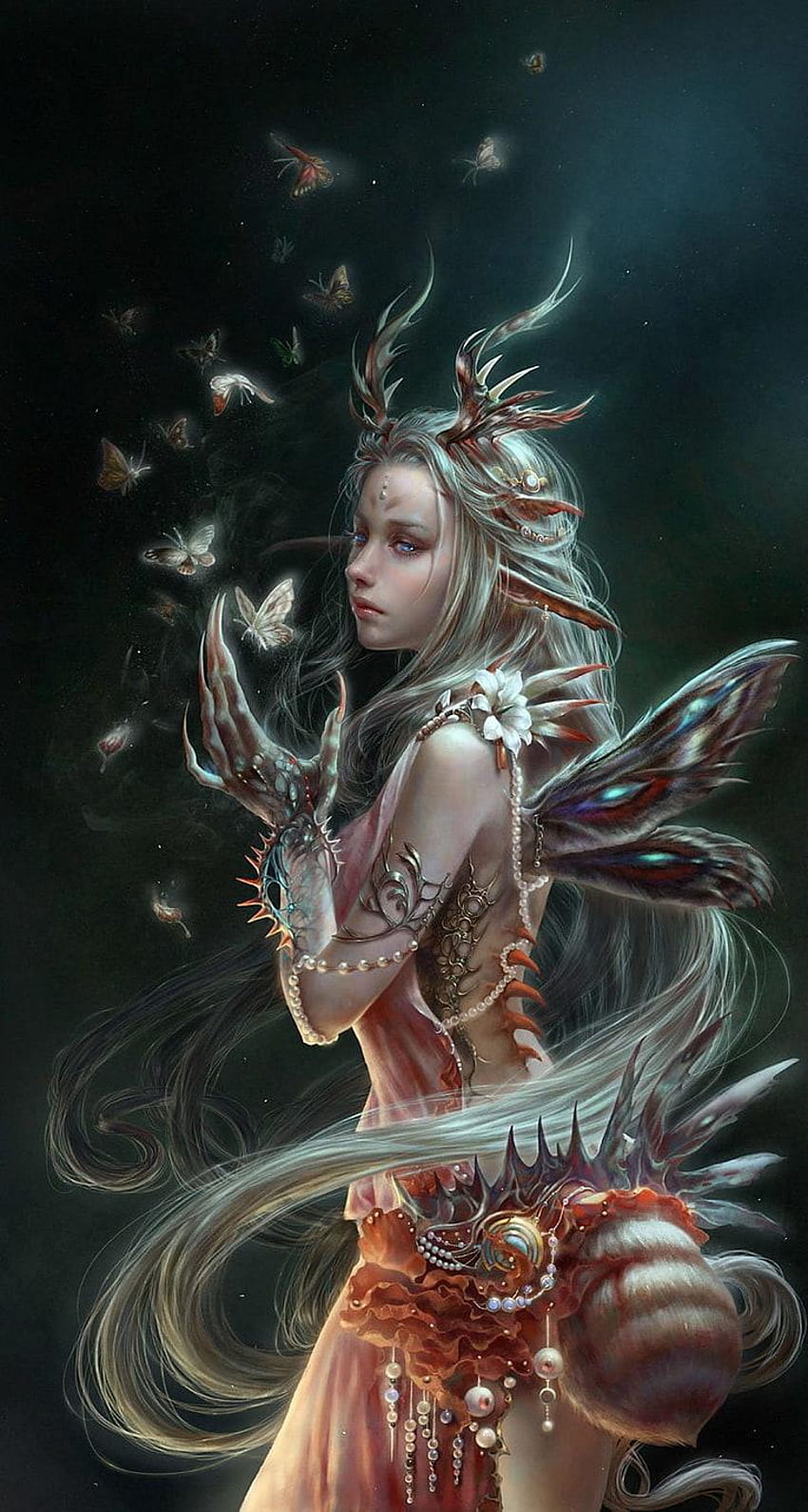 : Beautiful, butterfly, face, fantasy, girl, ethereal fantasy girl HD phone wallpaper