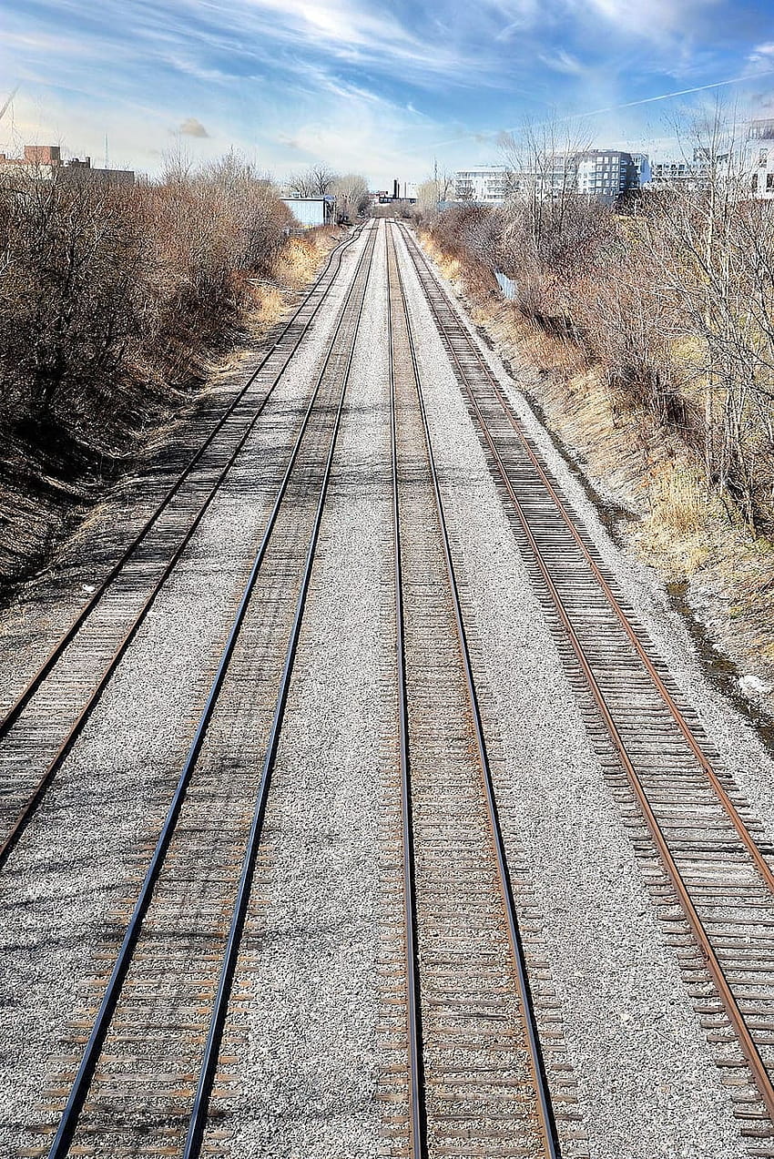 : tren, demiryolu, perspektif, montréal, demiryolu, demiryolu rayları perspektifi HD telefon duvar kağıdı