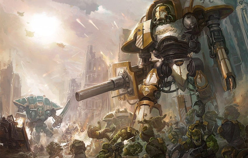 Warhammer 40000, orcs, Orks, Warhammer 40K, blade, Imperial Knight, Imperial Knight, Blade , section фантастика HD wallpaper