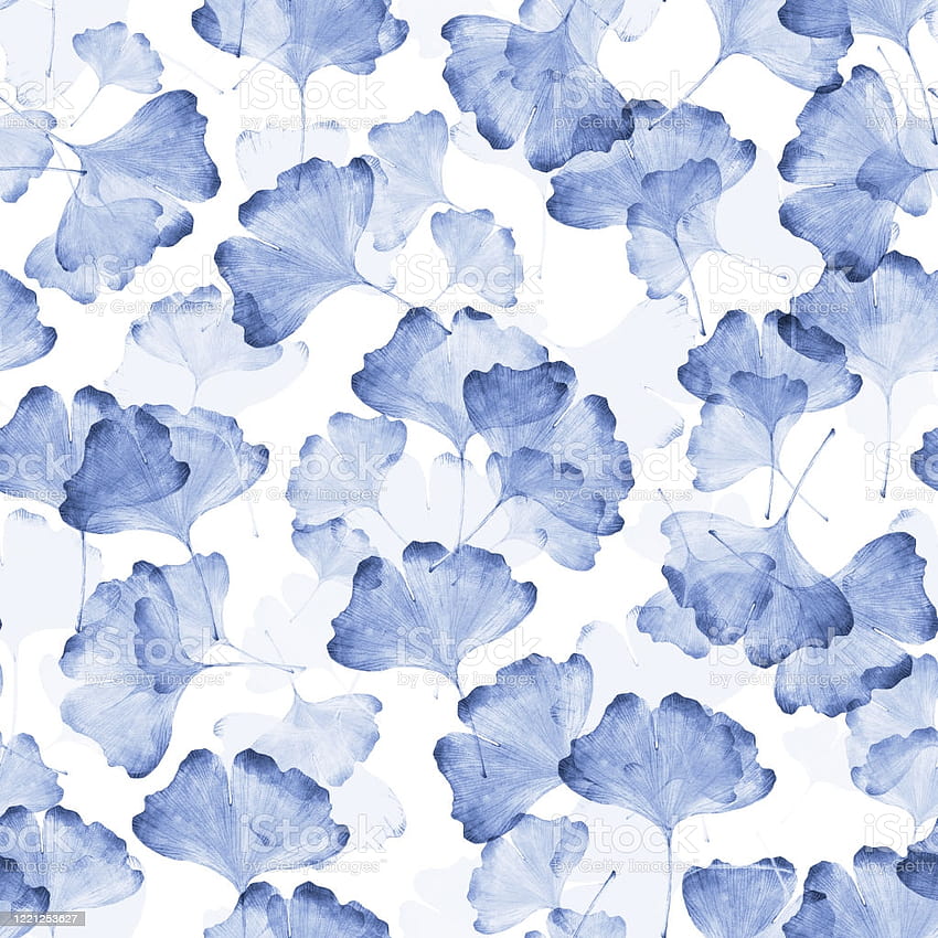 Aquarell-nahtloses Muster von Ginkgo-Biloba-Hintergründen für Webseiten-Textil-Lagerillustrationen HD-Handy-Hintergrundbild