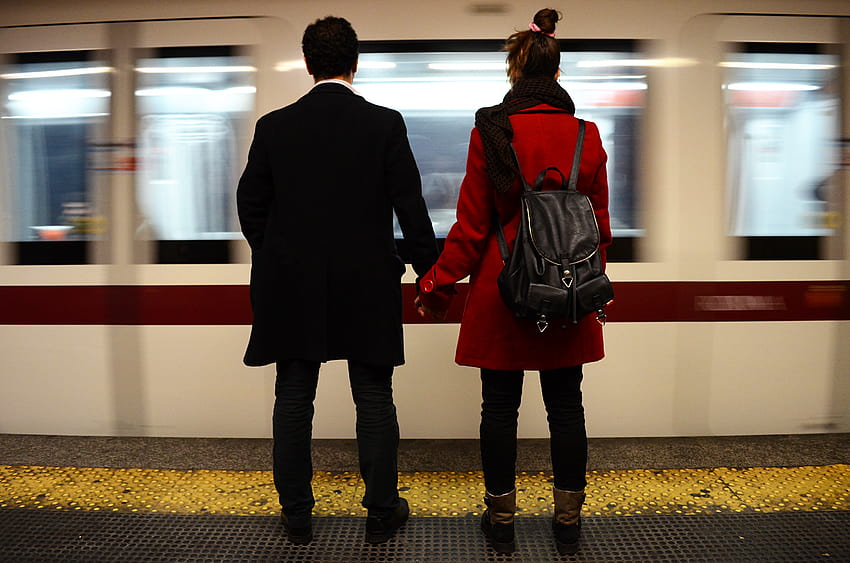 : people, red, train, Gentleman, fashion, couple, standing, Rome, waiting, station, girl, hand, fun, suit, tube, outerwear, flooring, formal wear 4928x3264, train couple HD wallpaper
