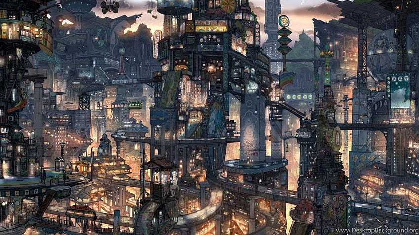 Anime City Scenery Wide Awesome Backgrounds HD wallpaper | Pxfuel