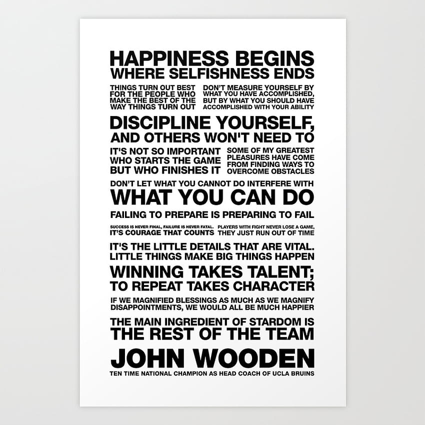John Wooden Motivational Quotes Art Print by Kevin Chung HD phone wallpaper