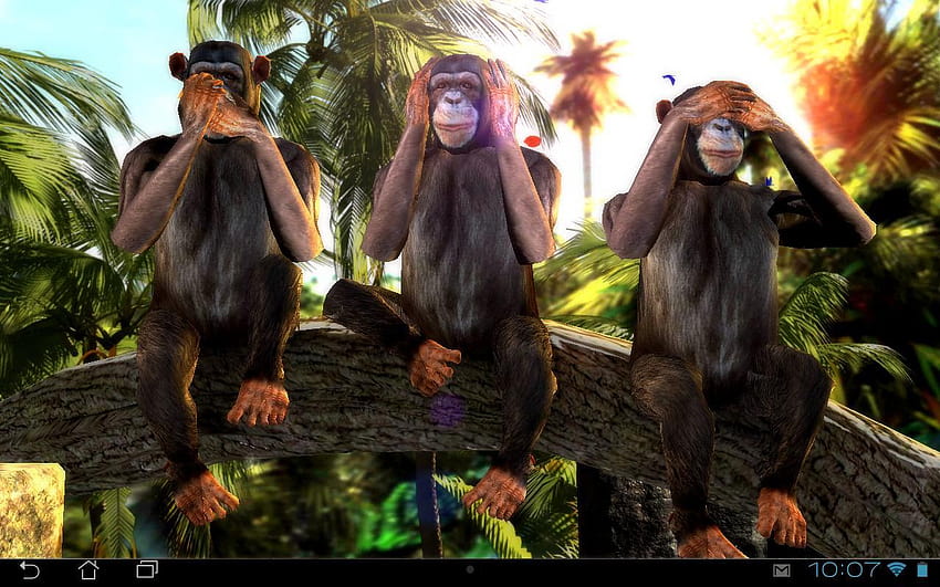 Trois singes sages 3D pour Android Fond d'écran HD