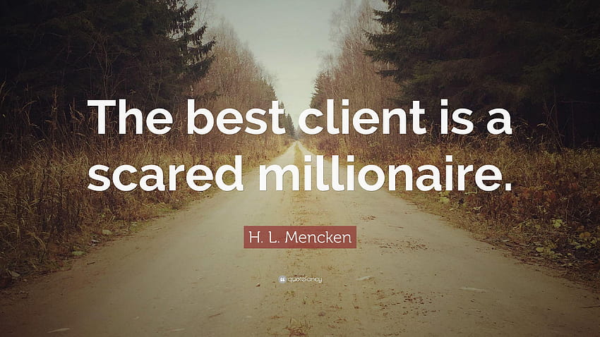 Х. Л. Менкен Цитат: „Най-добрият клиент е уплашен милионер.“ HD тапет