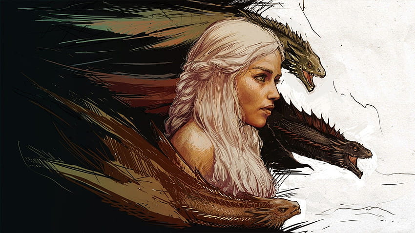 Daenerys Targaryen, rambut putih, anime, A Song Of Ice And Fire, Game of Thrones, naga, wanita ::, game of thrones wanita Wallpaper HD