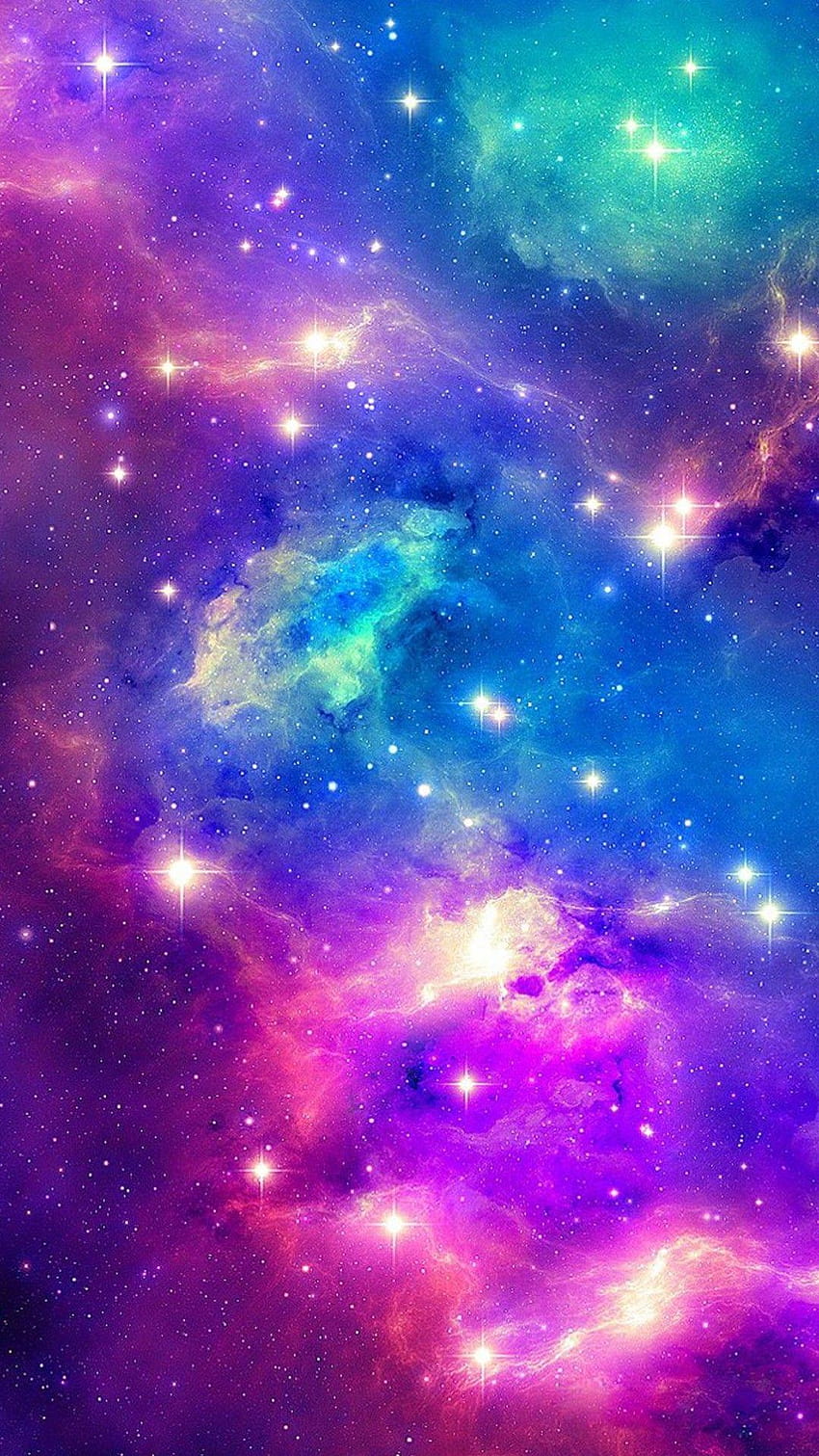 星、紫、シアン、ピンク、青、赤、紫、青の銀河 HD電話の壁紙
