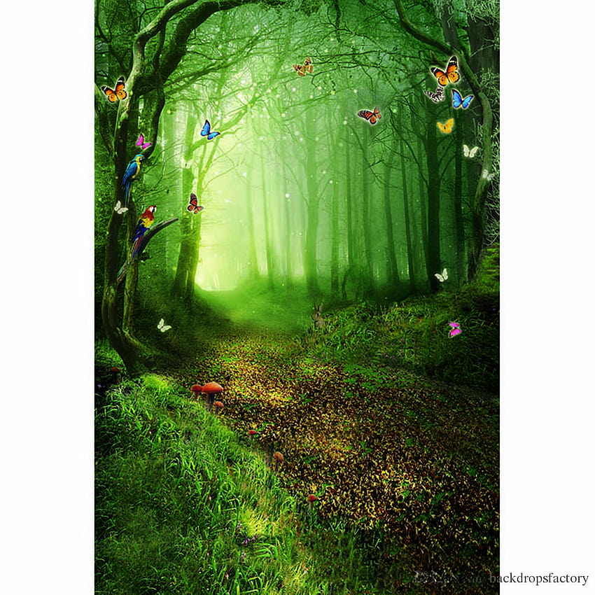 Fairy Tale Forest Graphic Studio Booth Backgrounds Bäume, Cartoon-Märchen-Hintergrundporträt HD-Handy-Hintergrundbild