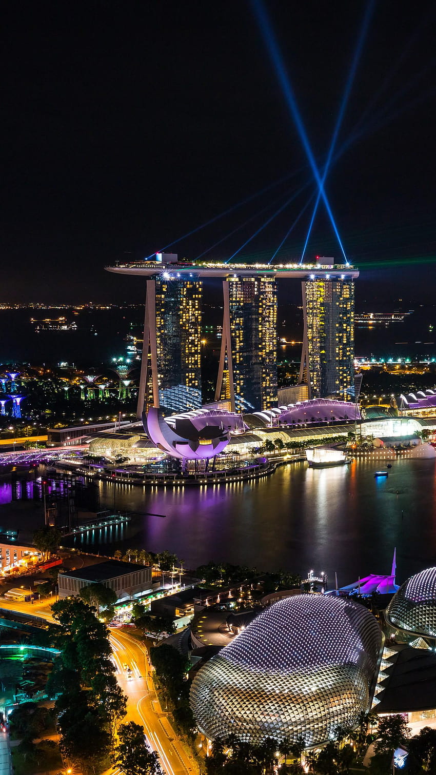 Singapura, Marina Bay, Pemandangan malam, Arsitektur, marina bay night singapore wallpaper ponsel HD
