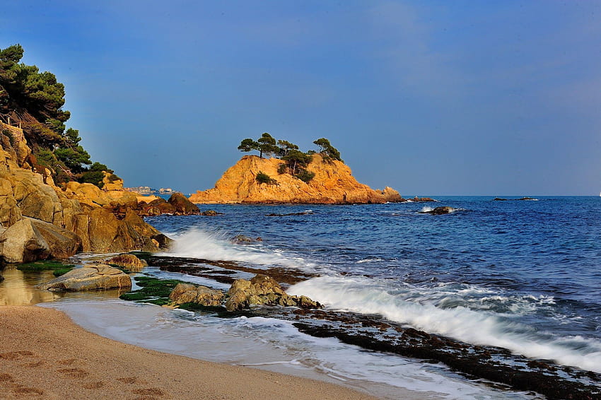 ビーチ: 海岸 海 ビーチ 自然 海 カタロニア スペイン 高画質の壁紙