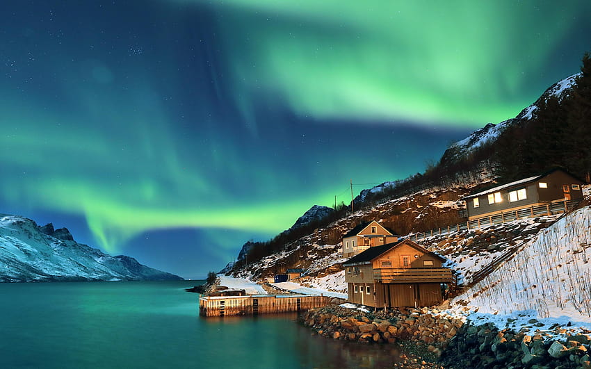 Northern Lights , Aurora Borealis, Norway, Night time, Stars, Nature, northern lights stars HD wallpaper
