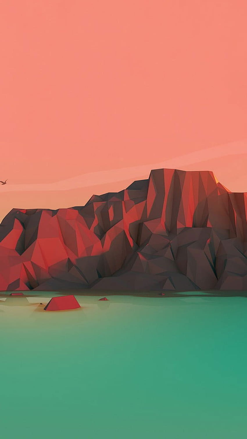 Brown Mountain Illustration , Sunset, Digital Art, Mountains, Low Poly • For You HD phone wallpaper