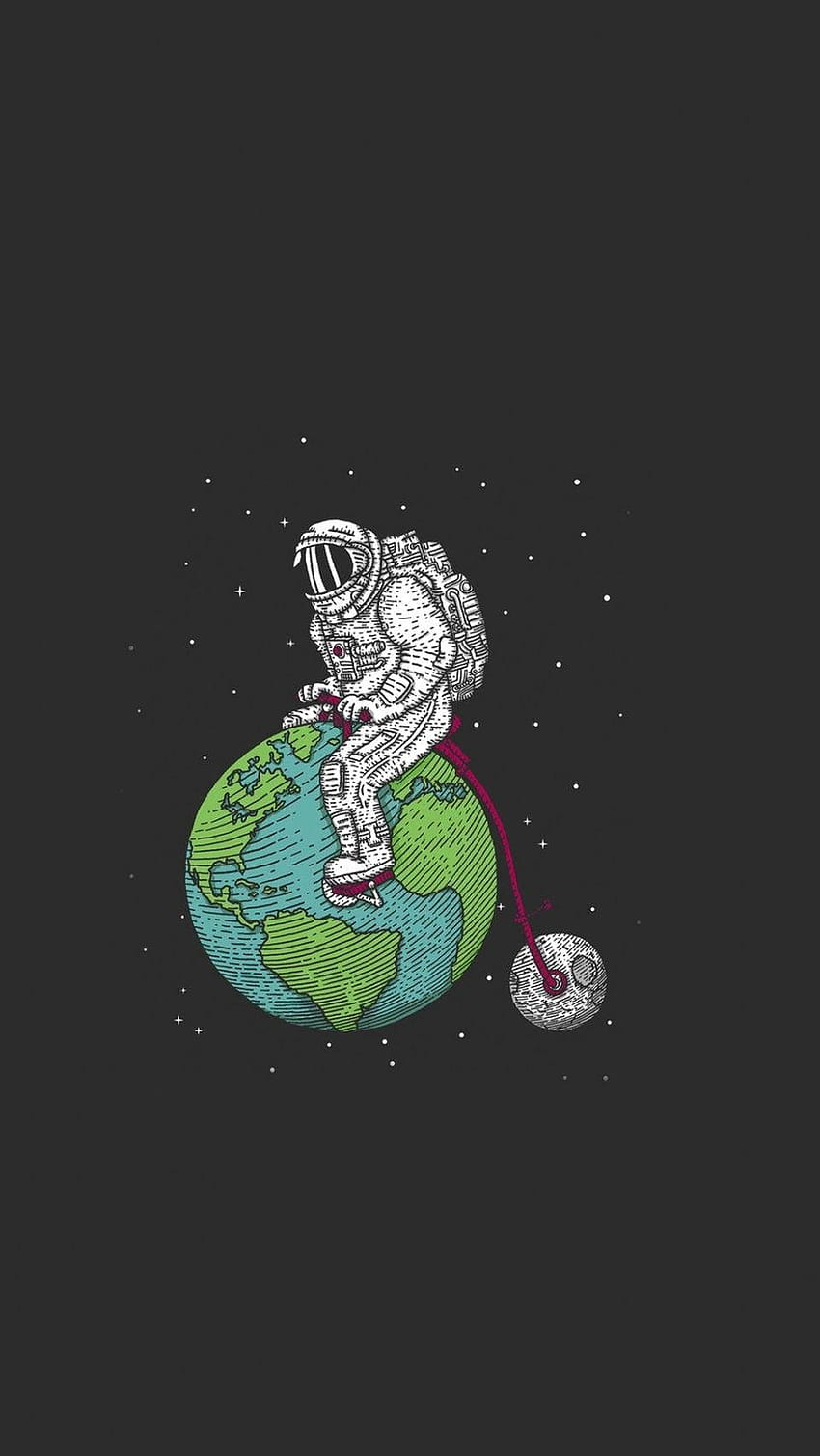 Astronauten-Raumanzug, Golf, Sterne, Mond, Erde, Planeten, Mond, Radfahren HD-Handy-Hintergrundbild
