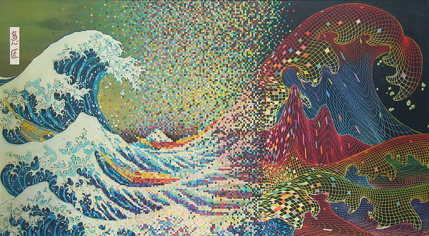 The Great Wave off Kanagawa, Pixel art, Wave of the Future, the great waves of kanagawa HD wallpaper