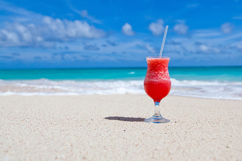 Red Slush Drink in Glass on Beach · Stock, beverage HD wallpaper