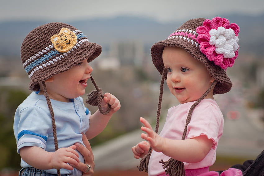 Cute Twin Boy and Girl Baby, girl twins HD wallpaper