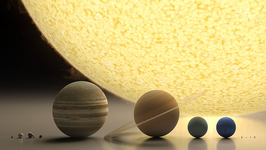 3D-Vergleich des Sonnensystems HD-Hintergrundbild